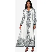 MSN Collection Geprinte V-hals Maxi-jurk met Strikdetail