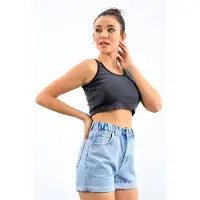 Tommy Life Geribbelde Mouwloze Crop Top