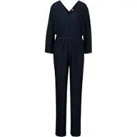 BOSS Dames Geplooide Regular Blouson Mouw Jumpsuit (Blauw)
