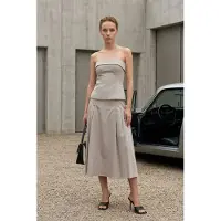 MyFashion Strapless Blouse en Hoge Taille Midi Rok Set