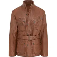 Infinity Leather Heren Tan Lam Leather Safari Parka Jas - Dresden