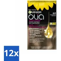 Garnier 12 x - Olia 6 - Haarkleuring - Donkerblond - Zonder Ammoniak - Intense Langhoudende Kleur - 100% Grijsdekking - Haarverf - Permanente Haarkleuring - Haarkleur - Olia - Donkerblond