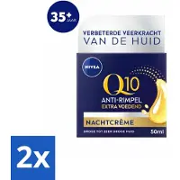 Nivea 2 x - Nachtcrème - Q10 Extra Voedend - Voor droge huid - Anti-Rimpel - Met Creatine - 50 ml - Q10 - Nachtcrème - Droge Huid - Anti-rimpelcrème - Hydratatie