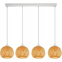 Luxolar Merkloze Bamboe Hanglamp Boho Wit E27 Max 60W 100cm