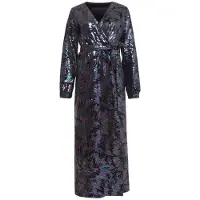 Smashed Lemon 24773 multicolour pailletten maxi jurk met e velours |