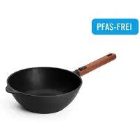 Norbert Woll Woll Eco Logic QXR wokpan: afneembare houten handgreep, diameter 24 cm, hoogte 9 cm, geschikt voor alle warmtebronnen, inclusief inductie