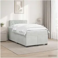 vidaXL Boxspringbed met matras en LED-verlichting, lichtgrijs, 120 x 200 cm, fluweel