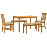 vidaXL Eetkamerset 5 st Beige Massief Eikenhout