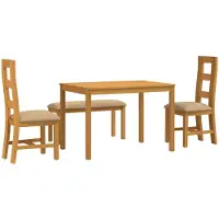 vidaXL Eetkamerset 4 st Beige Massief Eikenhout