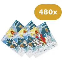 We Fiesta 480x Sinterklaas Servetten 33x33cm FSC 3-laags - Papieren Lunch servetten Sint - Pakjesavond Tafeldecoratie