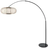Steinhauer Zwarte booglamp Sparkled Light met bamboe kap Ø60cm