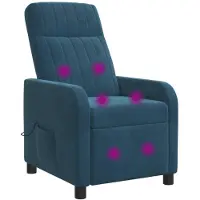 vidaXL Massage Relaxstoel Blauw fluweel