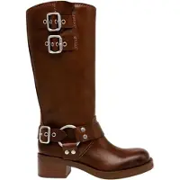 Steve madden Motorrijlaarzen voor dames in oosterse stijl, van leer en met gespdetails (Bruin)