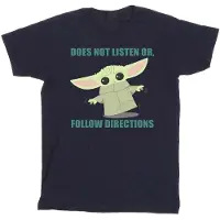 Star Wars Meisjes The Mandalorian Grogu Luistert Niet Katoenen T-Shirt (Marineblauw)