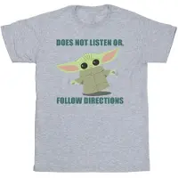 Star Wars Meisjes The Mandalorian Grogu Luistert Niet Katoenen T-Shirt (Sportgrijs)