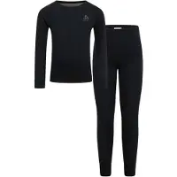 Odlo - Kinder thermokleding - Set Long Merino 200 Kids Black voor Unisex van Wol - Kindermaat 104 cm - Zwart
