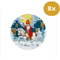 We Fiesta Sinterklaas Bordjes 23cm FSC (8 Stuks) - Papieren Feestbordjes Sint te Paard - Pakjesavond Tafelservies