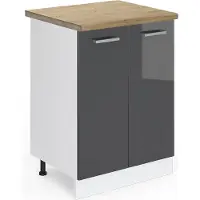 Vicco Keukenonderkast R-Line Antraciet Hoogglans 60 cm , WB Eik, Model 45620