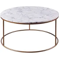 Teamson Home Marmo Ronde Salontafel - Nep Marmeren/Messing Metalen Afwerking - 36 x 36 x 18 (Inch)