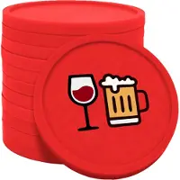 Combicraft bier en wijn munten rood Ø29mm enkelzijdig bedrukt - 100 stuks