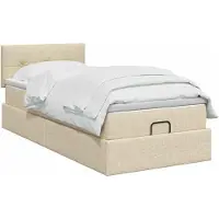 vidaXL Ottoman bed met matras Crèmekleurig 90 x 200 cm Stof