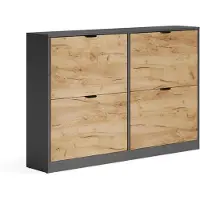 Vicco Schoenklaprek Gizmo, Goudkleurig Eiken/Antraciet, 115 x 77.6 cm met 2x2 compartimenten