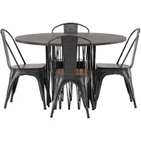 Ebuy24 Stone eethoek eettafel zwart 4 stoelen walnootdecor.