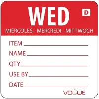 Vogue Oplosbare voedseletiketten daglabels woensdag/rood Vogue, 250 stuks