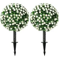 HOMCOM Artificial Plants-PE, Aluminium-30L x 30B x 55H cm-Weiß