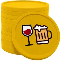 Combicraft bier en wijn munten geel Ø29mm enkelzijdig bedrukt - 100 stuks