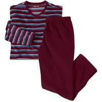 Atlas For Men - Pyjama van microfleece met gestreept bovenstuk - Heren - Verkrijgbaar in grote maten - 4XL