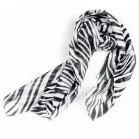 Semoic (R) Zwart-witte chiffon strepen gestreepte damessjaal