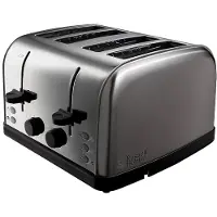 Russell Hobbs 4-pits broodrooster met geborstelde zijkanten (Onafhankelijke sleuven, hoge lift, 7 bruiningsniveaus, 1500W, roestvrij staal) 18790