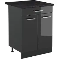 Vicco Keukenonderkast R-Line Antraciet Hoogglans/Antraciet 60 cm met lade antraciet werkblad, Model 61074