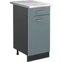 Vicco Keukenonderkast R-Line, Blauw-grijs/Antraciet, 40 cm marmer werkblad