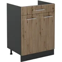 Vicco Keukenonderkast R-Line Artisanaal eiken/Antraciet 60 cm met lade zonder werkblad, Model 61081