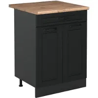 Vicco Keukenonderkast R-Line Antraciet landelijk/Antraciet 60 cm met lade goudkleurig eiken werkblad, Model 61079