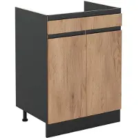 Vicco Keukenonderkast R-Line, Goudkleurig Eiken/Antraciet, 60 cm met lade zonder werkblad