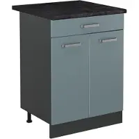 Vicco Keukenonderkast R-Line Blauw-grijs/Antraciet 60 cm met lade antraciet werkblad, Model 61123
