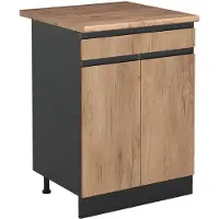 Vicco Keukenonderkast R-Line, Goudkleurig Eiken/Antraciet, 60 cm met lade goudkleurig eiken werkblad