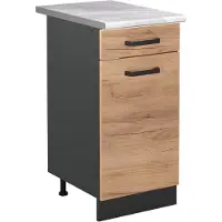Vicco Keukenonderkast R-Line Goudkleurig Eiken/Antraciet 40 cm marmer werkblad, Model 61040