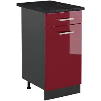 Vicco Keukenonderkast R-Line, Rode hoogglans/Antraciet, 40 cm antraciet werkblad