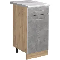 Vicco Keukenonderkast R-Line Beton/Goudkleurig Eiken 40 cm marmer werkblad, Model 61150