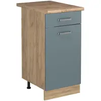 Vicco Keukenonderkast R-Line, Blauw-grijs/Goudkleurig Eiken, 40 cm goudkleurig eiken werkblad