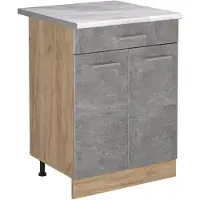 Vicco Keukenonderkast R-Line, Beton/Goudkleurig Eiken, 60 cm met lade marmer werkblad