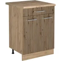 Vicco Keukenonderkast R-Line Artisanaal eiken/Goudkleurig Eiken 60 cm met lade goudkleurig eiken werkblad, Model 61194