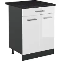 Vicco Keukenonderkast R-Line Wit Hoogglans/Antraciet 60 cm met lade antraciet werkblad, Model 61131