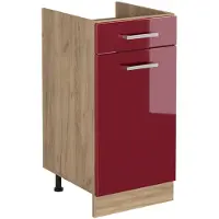 Vicco Keukenonderkast R-Line Rode hoogglans/Goudkleurig Eiken 40 cm zonder werkblad, Model 61151