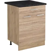 Vicco Keukenonderkast R-Line Sonoma/Goudkleurig Eiken 60 cm met lade antraciet werkblad, Model 61223