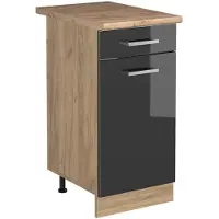 Vicco Keukenonderkast R-Line, Antraciet Hoogglans/Goudkleurig Eiken, 40 cm goudkleurig eiken werkblad